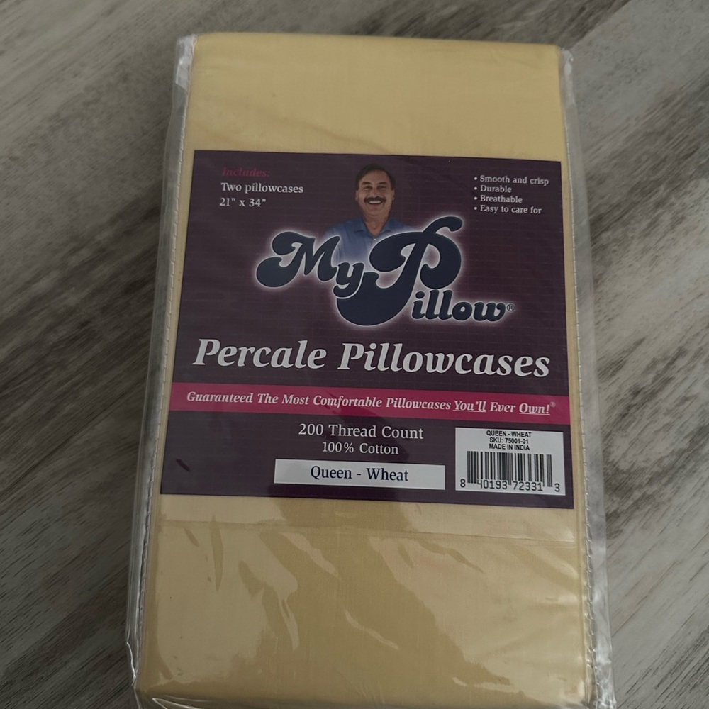Queen Wheat Percale Pillowcases